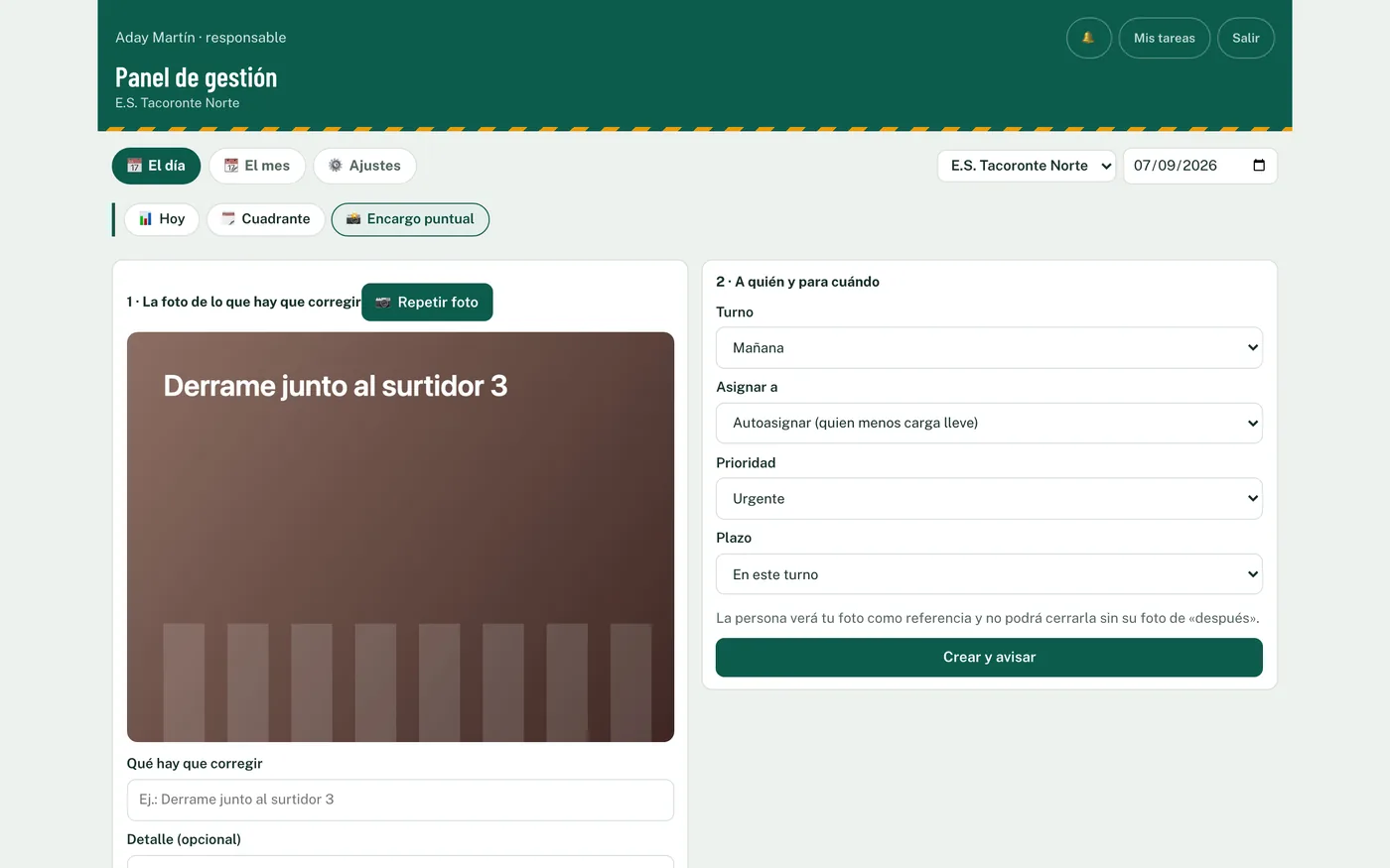Pantalla: Tareas desde una foto